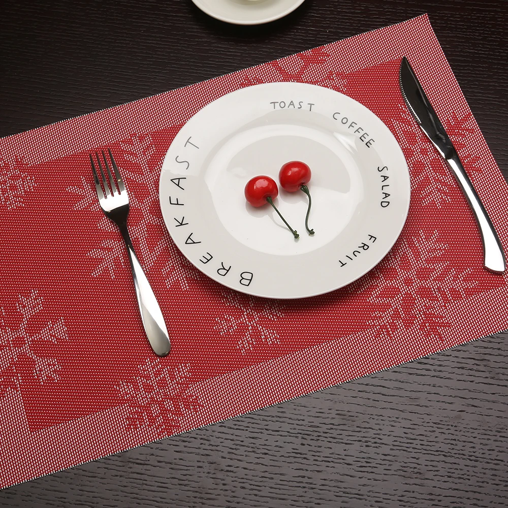 

4pcs/Lot Snowflake Placemat PVC Coasters Heat-insulated Tableware Decor Drawer Kitchen Dinning Bowl Dish Pad Kitchen Table Mats