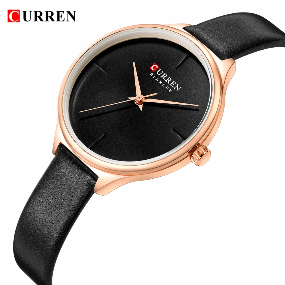 Relógio de Pulso para Mulheres Relógio de Quartzo com Pulseira de Couro Simples e Elegante Curren Senhoras Relógios Minimalista Moda Casual Relógio Feminino