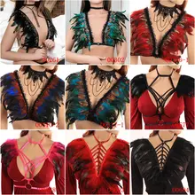 Перьевые эполеты для женщин сексуальные топы грудь ремень бюстгальтер эластичная Страховочная привязь с ремнем для женщин бондаж Фетиш для эротики рейв Танец Бар одежда