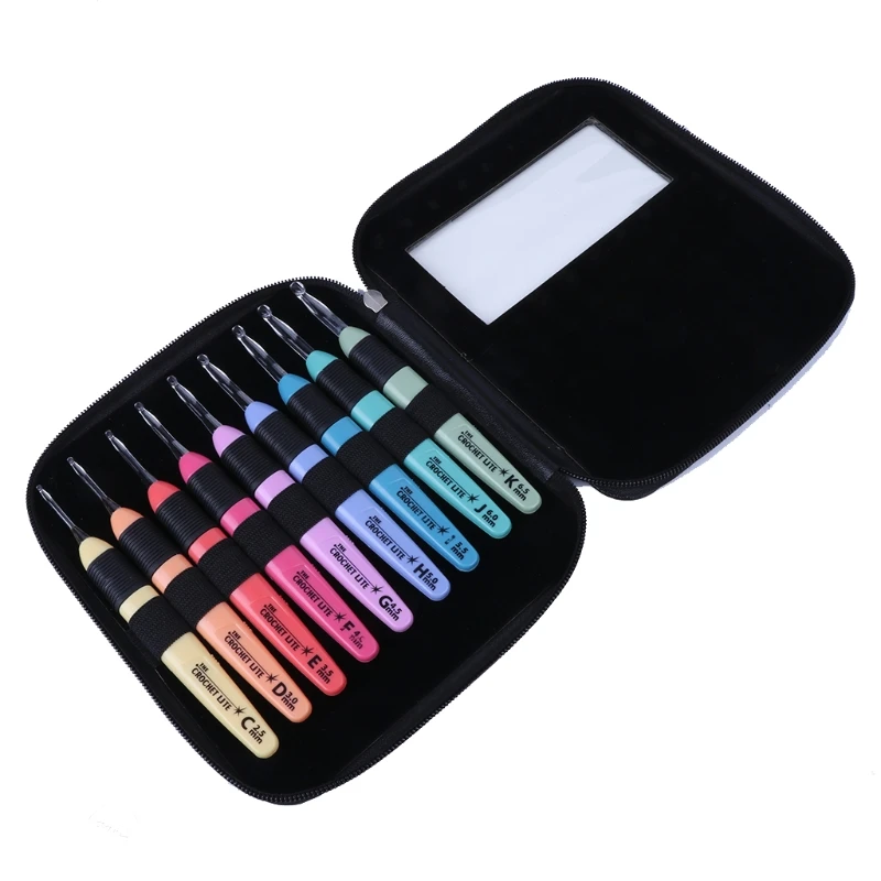 

9pcs LED Light Up Crochet hook Knitting Needles Hooks weave Sewing Tool
