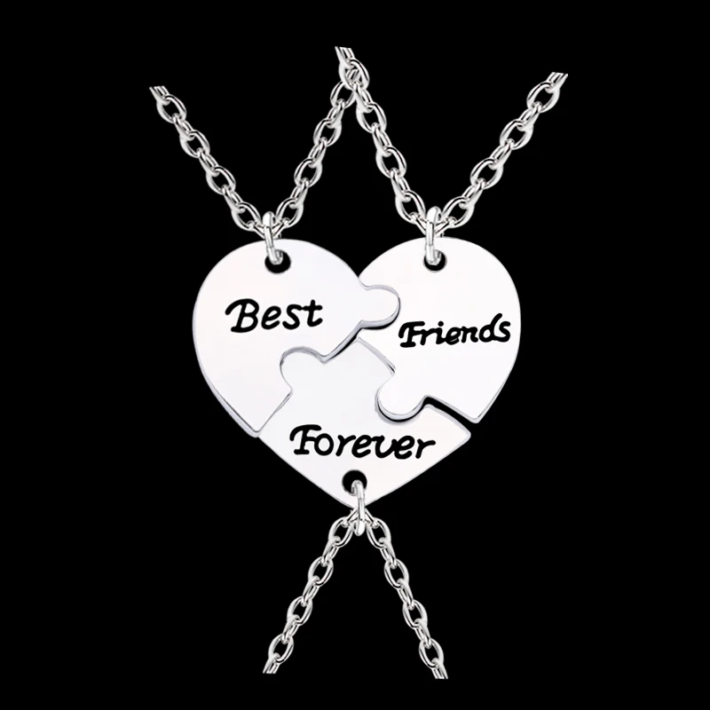 3 шт./компл. Best Friends Forever персик треснувшие передние сердце Цепочки и ожерелья серебро Цвет BFF ювелирные изделия! Креативные память прямые продажи