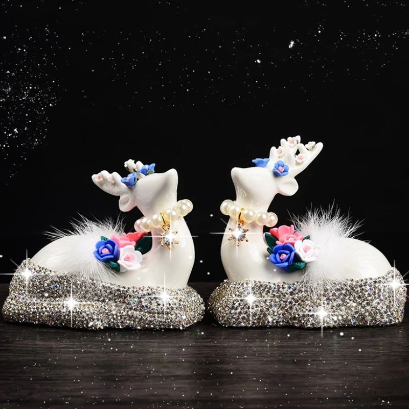 

Crystal Deer Ornament Car Console Decoration Rhinestone Crystal Ornament Car Perfume Interior Decor Crystal Girls Women
