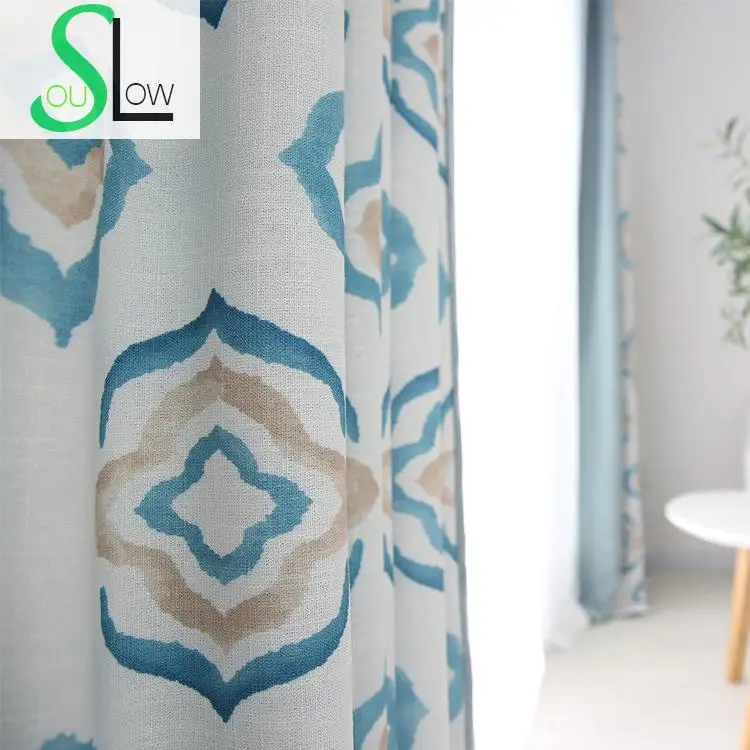 Занавески для спальни из тюля с принтом голубого и белого цветов|curtains for|curtains for