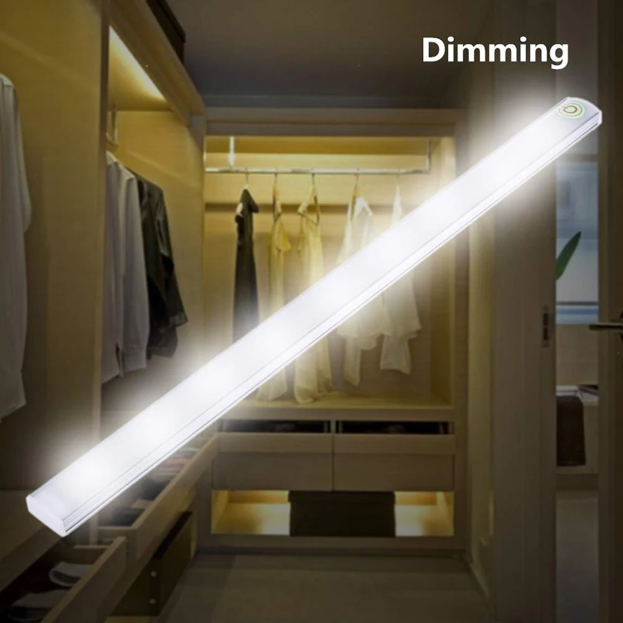 USB ультра тонкий Диммируемый 21 Светодиодный светильник для шкафа с сенсорным сенсором, световая полоса для шкафа, кухонного ночника