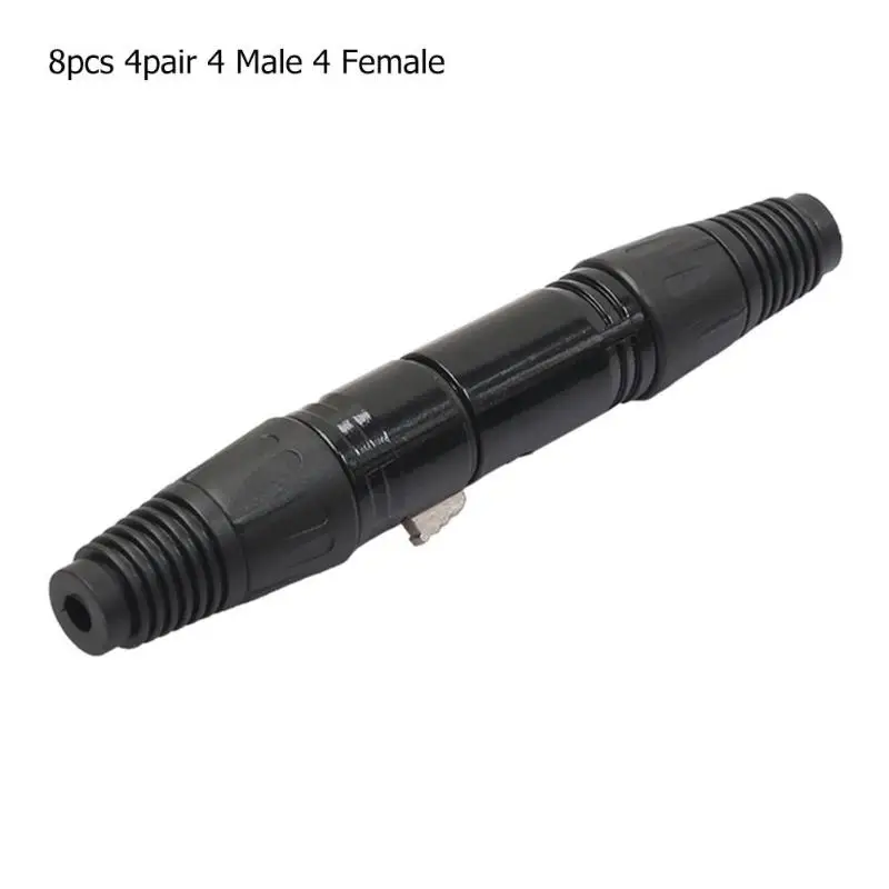 Черный 8 шт. 4 штекера гнездо XLR 3Pin микрофон аудио кабель Разъемы для DIY