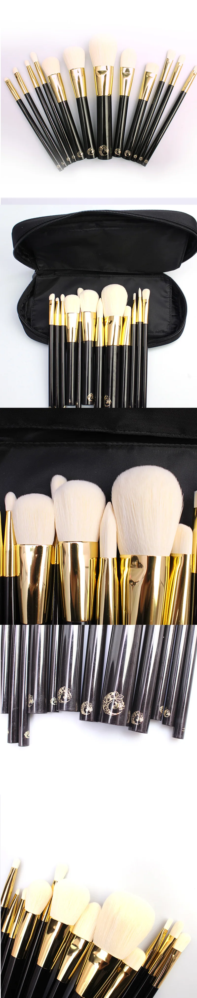 Marca de Energia Escova de Cabelo Escovas + Bolsa Profissional Maquiagem Conjunto Cabra Compõem Pincomo Maquillaje Pinceaux Maquillage Tf12 12 Pçs 3 + saco pincomo maquillaje pinceaux maquillage tf12