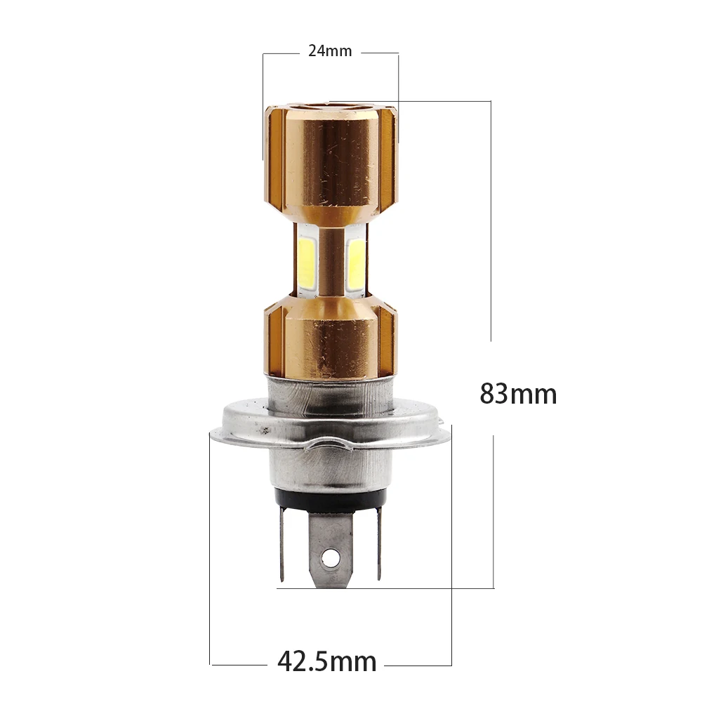 YM E-Bright 2 шт мотоциклетные фары H4 BA20D COB 18 Вт Высокий/Низкий Луч Светодиодные лампы 1200лм фары 9-80 В Алюминиевый самокат автоцикл