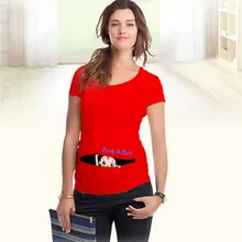 European American Style Plus Size Cotton Women Apparel Funny Baby Printed Pregnant Summer T-shirt Creative Maternity Clothes