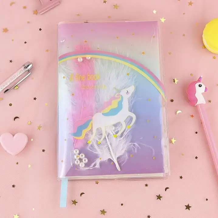1 шт. Kawaii Русалка перо блестки мультфильм DIY Мягкая обложка мини блокнот дневник карманный блокнот студенческий детский подарок - Цвет: 1