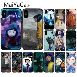 MaiYaCa мультфильм девушка Coraline Винтаж Coque черный мягкий в виде ракушки чехол для телефона iPhone 6 S 6 plus 7 8 плюс X Xs MAX 5 5S XR