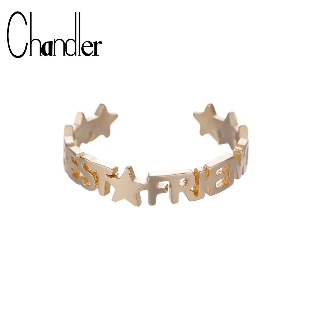 

Chandler Letter Friend Ring Star Stacking Best Friend Open Rings Copper Knuckle Toe Bague Friendship Eternal Forever Best Gifts