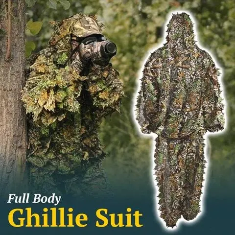 Открытый тактический Лесной Камуфляж Ghillie костюм наборы Военная 3D листьев джунглей Открытый Охота камуфляж снайпер костюм и плащ