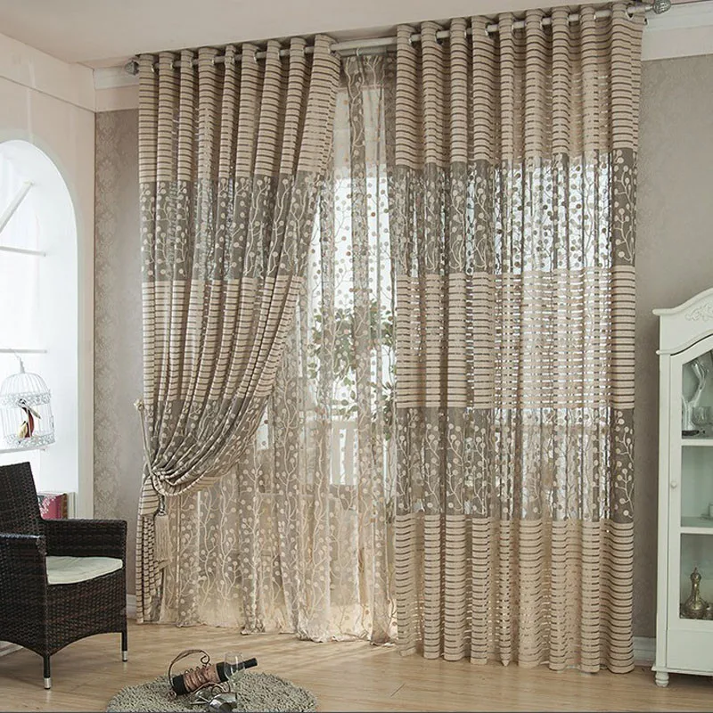 

Tree leaf Tulle Door Window Curtain Drape Panel Sheer Scarf Valances for living room the bedroom