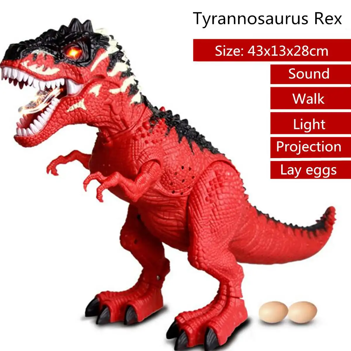 Электрический спрей динозавр движущийся шагающий динозавр ходячая тираннозавр игрушка Rex Электрический динозавр кладет яйца подарок для детей - Цвет: Red no Spray