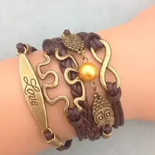 1 шт. бесконечно ручная работа браслет. металл очарование, воск шнур, кожаный браслет, модный драгоценный браслет 3700