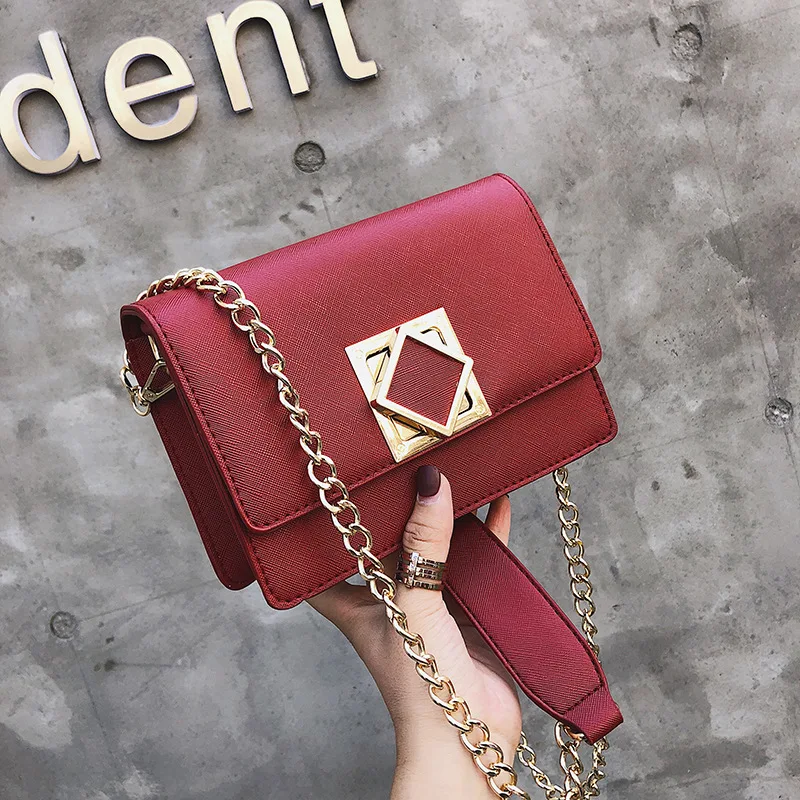 Women's Small Square Bag 2018 Autumn New Chain Shoulder Bag Temperament Messenger Bag Wild Small Bag