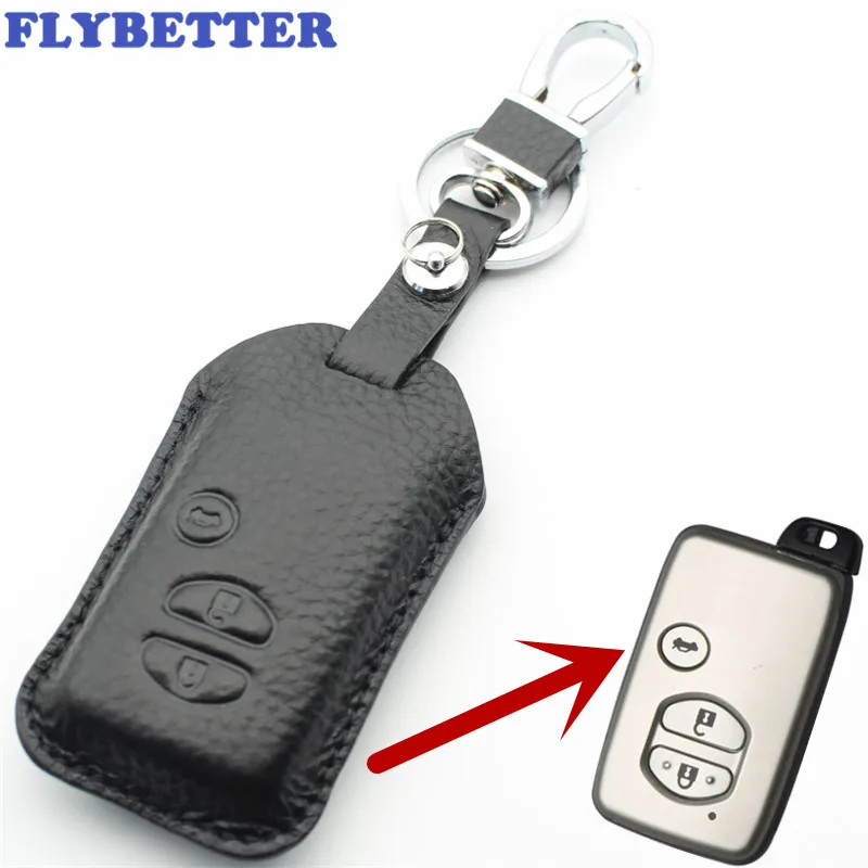 Смарт чехол FLYBETTER из натуральной кожи с 3 кнопками для Toyota Camry/Crown/Highlander/Prado/Prius