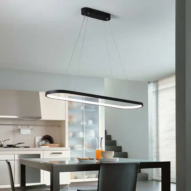 Итальянский дизайн овальный подсвечник подвесной светильник столовая кухня iluminaria Черный абажур из акрила длинный крепеж для подвесных