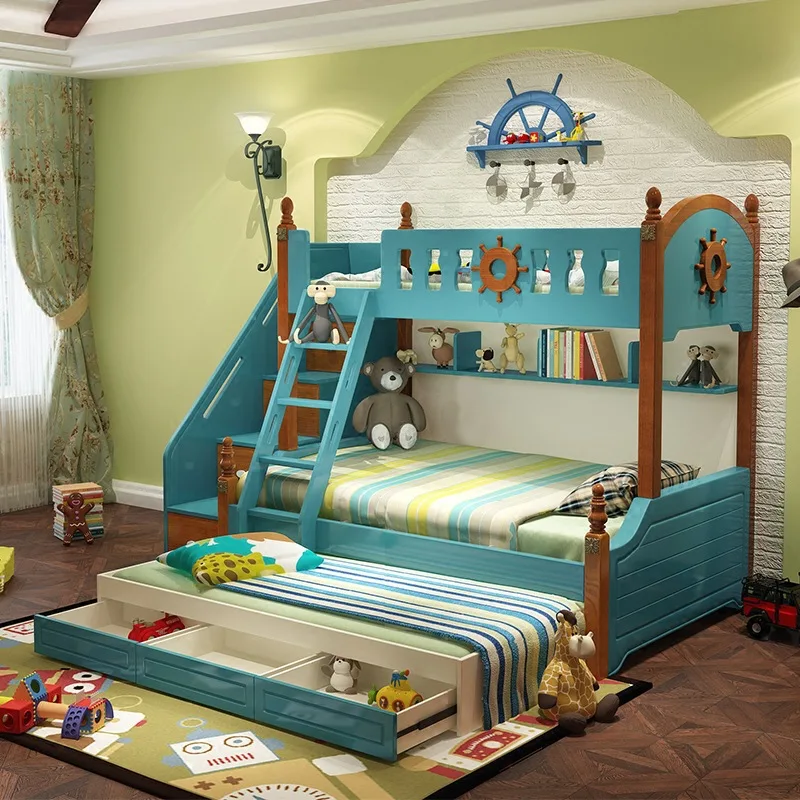 Special Offer Children Bed Double Bed Mediterranean Level Bed Cluster Youth Solid Wood Furniture Factory Direct Sales Special Offer Children Bed Double Bed Mediterranean Level Bed Cluster Youth Solid Wood Furniture Factory Direct Sales