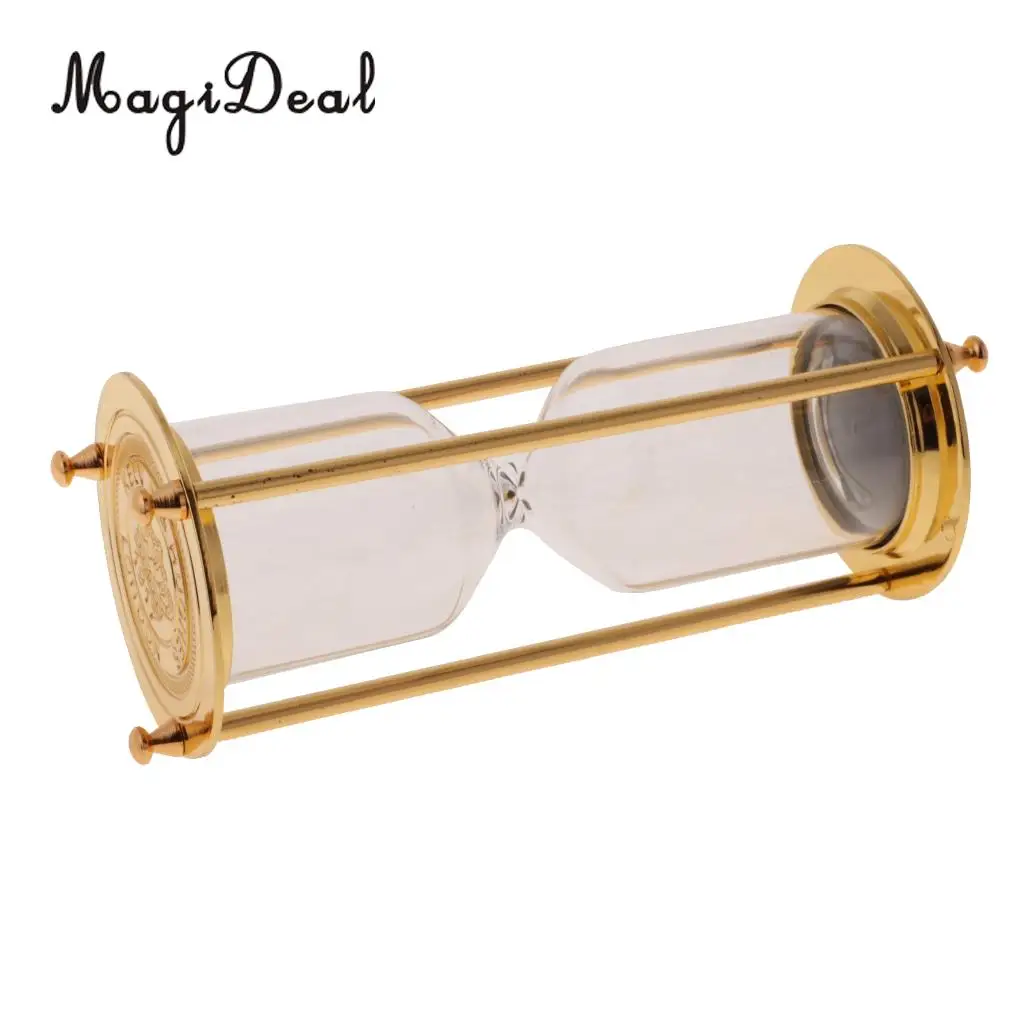 2 pieces Retro Metal Empty Hourglass Sandglass Sand Timer Home Office Table Decor - Gold & Bronze