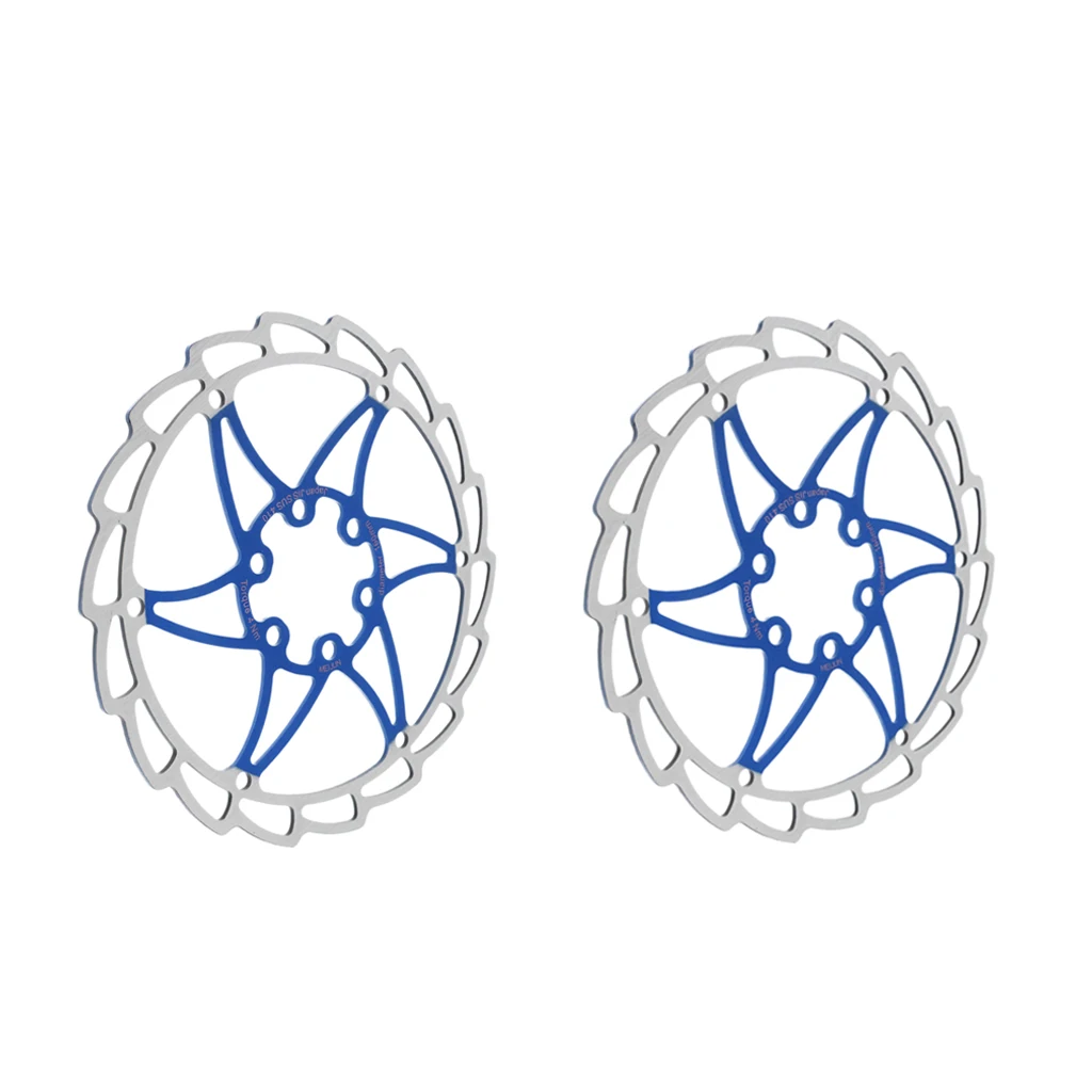 2Pcs Stainless Steel Disc Brake Rotor 160mm Bike Bicycle 6 Holes Rotor Blue Front Wheel Brake Bicycle Rotors
