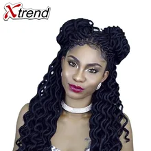 Xtrend Faux locs CURLY, вязанные крючком волосы, 20 дюймов, 24 корня, синтетические плетеные волосы для наращивания, бордовые, черные, высокотемпературные волокна