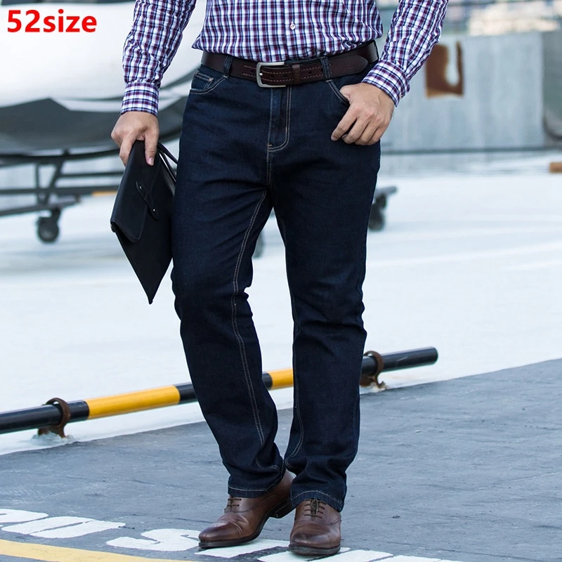 Pantalones vaqueros de talla grande para hombre, jeans de mediana edad, talla grande, elásticos, talla 50, modelos de otoño e invierno|Pantalones vaqueros| AliExpress