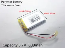 3 7V 800mAh 503050 Lithium Polymer LiPo Rechargeable Battery ion cells For Mp3 Mp4 Mp5 DIY