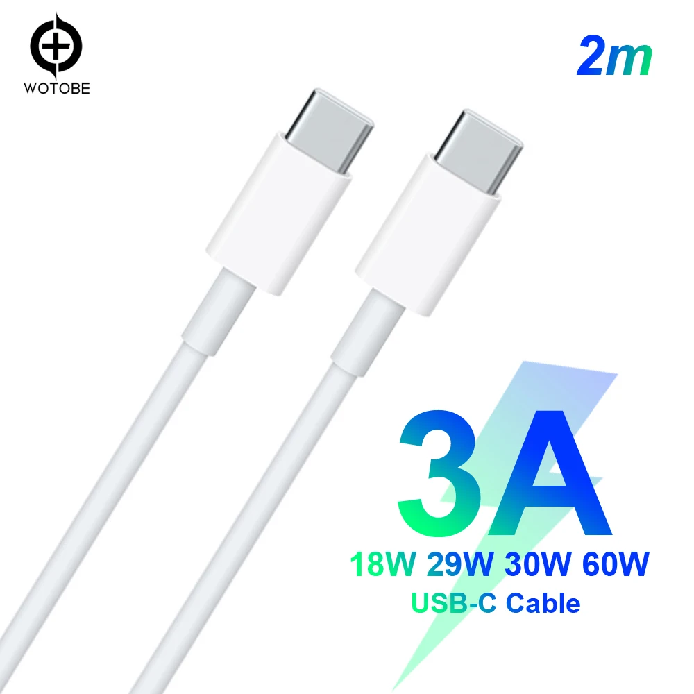 USB-C кабель для зарядки 2 м USB2.0 3A Быстрая зарядка подходит для MacBook/Pro/Воздушный iPad Pro и 29 Вт 30 Вт 61 Вт 87 Вт type-C адаптер питания