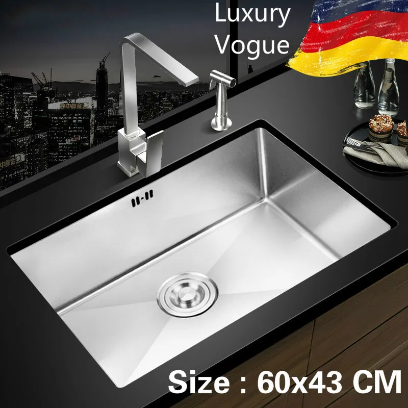 

Free shipping Household standard vogue kitchen manual sink single trough do the dishes 304 stainless steel hot sell 60x43 CM