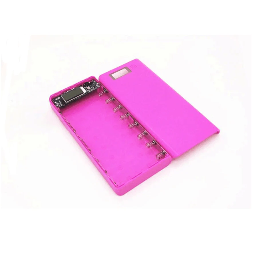 Kebidu DC5V 8*18650 литий-ионный аккумулятор чехол внешний аккумулятор корпус Портативный ЖК-дисплей внешняя коробка для зарядки телефона для поездки - Цвет: Pink
