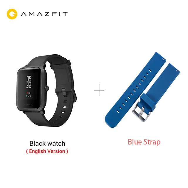 Умные часы Huami Amazfit Bip, глобальная версия, gps, Gloness, умные часы, умные часы, 45 дней в режиме ожидания для телефона MI8 IOS - Цвет: Black blue strap