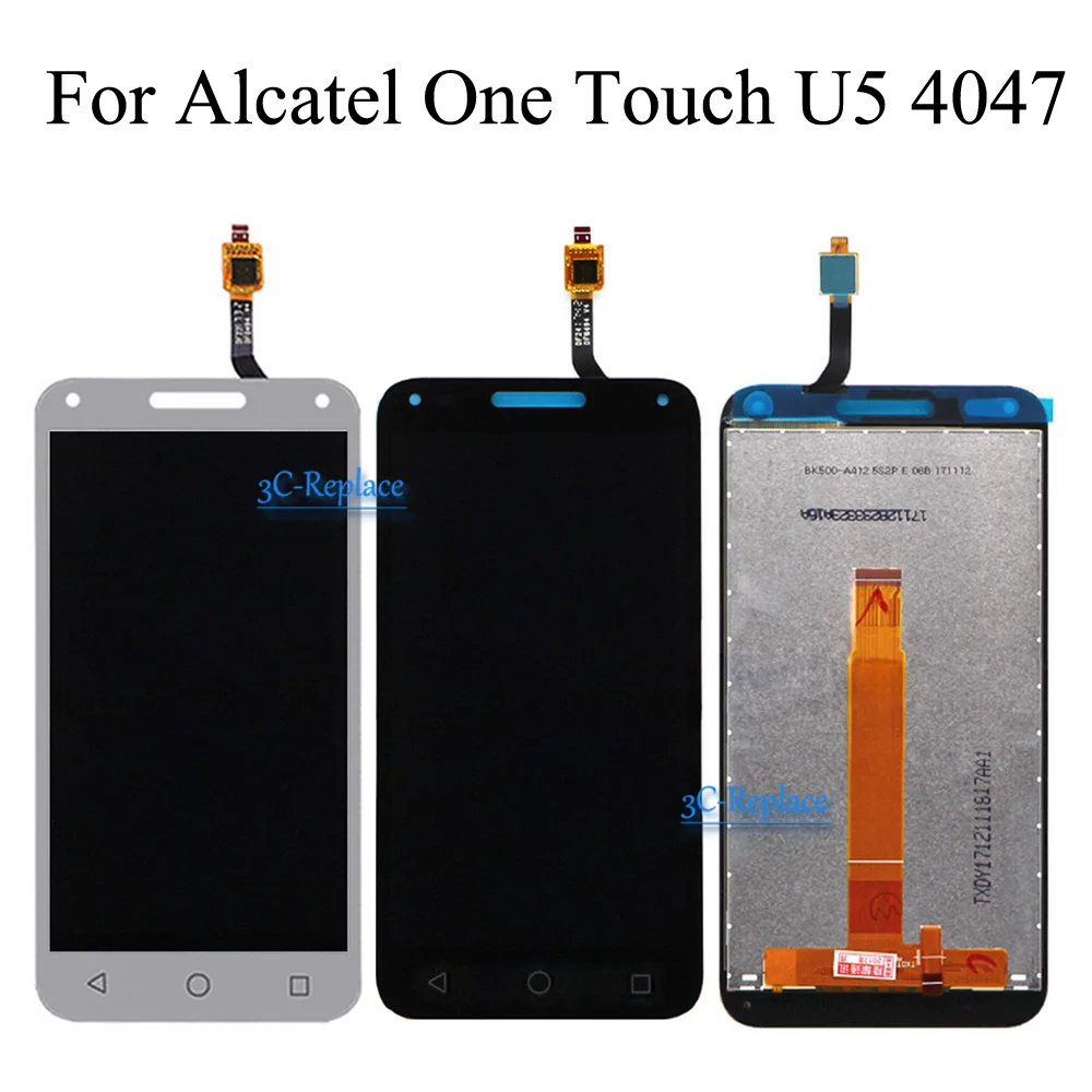 

100% Tested Back/White 5.0 inch For Alcatel One Touch U5 3G 4047D 4047 LCD Display + Touch Screen Digitizer Assembly Replacement