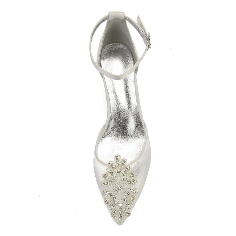 Ivory Alla white Creativesugar Scarpe Caviglia Mesh A Cinturino Da Con Il Elegante Mesh Punta Attraverso Donna Pompe Maglia Cristallo Del Vedere Applique Merletto Di Sposa YIvbfg76y
