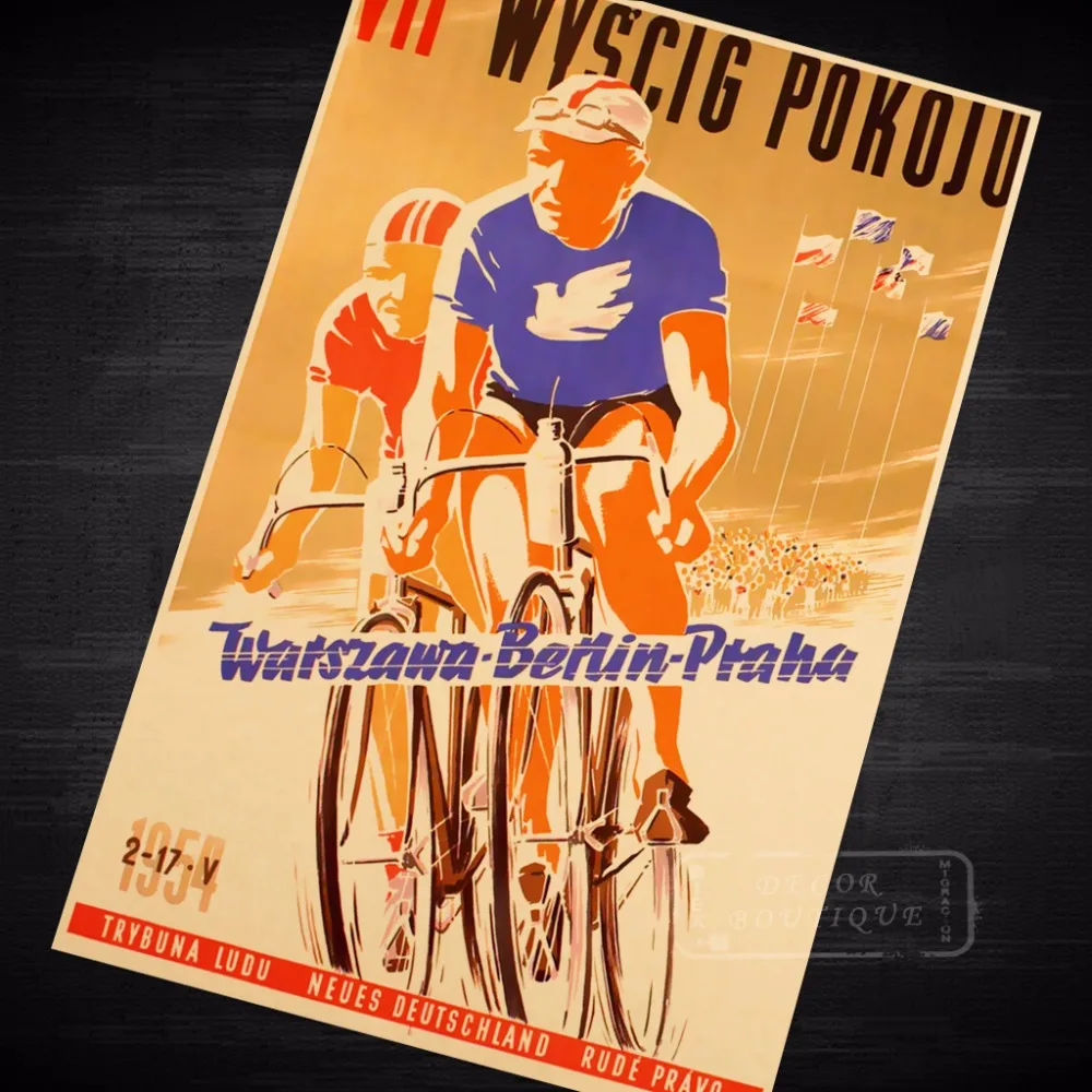 

The VII Peace Cycling Competition 1954 Propaganda Vintage Kraft Decorative Poster DIY Wall Canvas Sticker Delicate Home Bar Deco