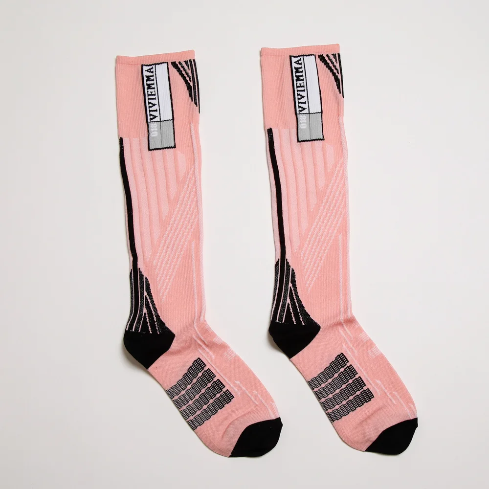 DTSTARZG Printing Striped Network Fashion Harajuku Sexy Personality Knee Socks Cute Pink Gray Black Ventilation Long Cotton Sock