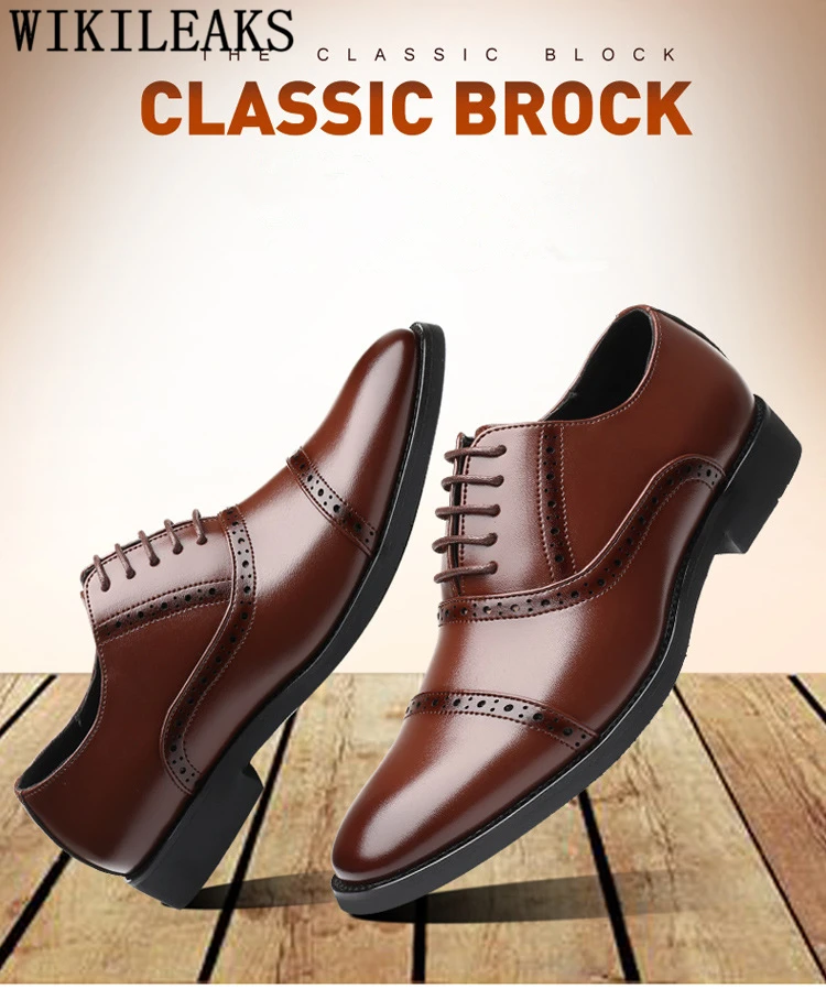Мужские итальянские ботинки; деловая официальная обувь; мужские кожаные вечерние туфли с перфорацией типа «броги»; мужские оксфорды; zapatos; hombre sapato masculino social
