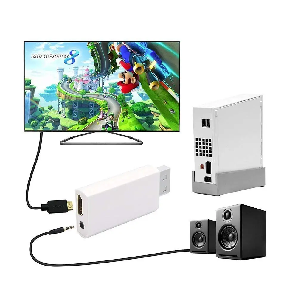 ABHU-для HDMI конвертер с 5 футов Высокоскоростной HDMI кабель Wii2HDMI адаптер Выход видео и аудио с 3,5 мм Jack аудио, Suppo