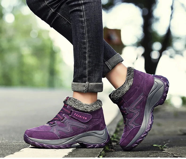 2019 Winter women snow boots women warm push ankle boots female high wedge waterproof Boots rubber hiking boots shoes (10)