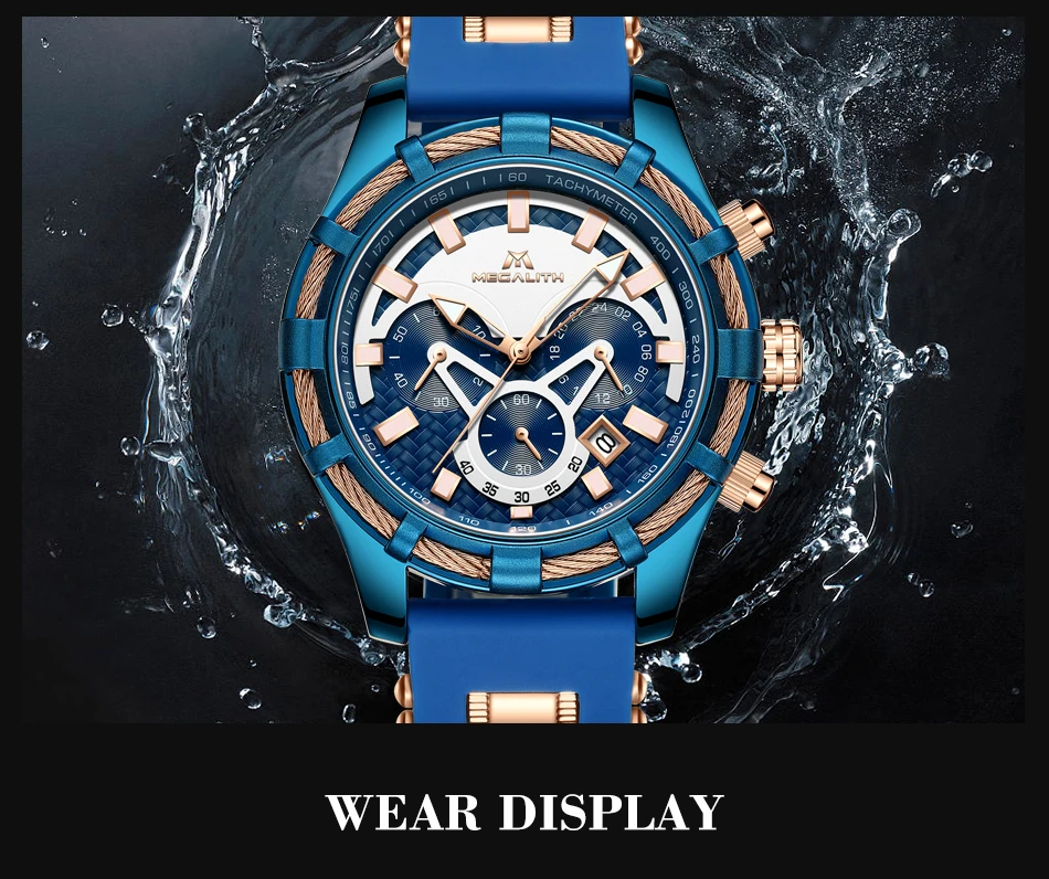 MEGALITH повседневные спортивные часы для мужчин Топ бренд класса люкс кварцевые Силиконовые наручные часы для мужчин модные водонепроницаемые часы для мужчин часы 8042