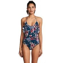 Сексуальный купальник женский цельный пуш-ап Мягкий купальник купальный костюм с принтом Холтер Купальник женское бикини JAN10