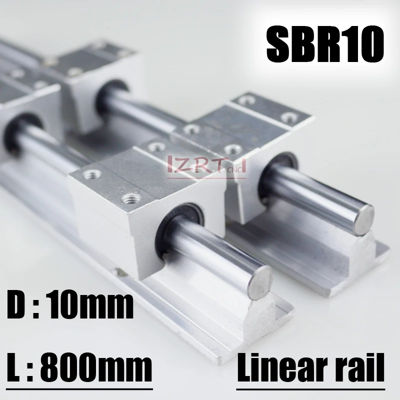 

ZRT 2pcs SBR10 L 800mm linear rail support with 4pcs SBR10UU linear guide auminum bearing sliding block cnc parts
