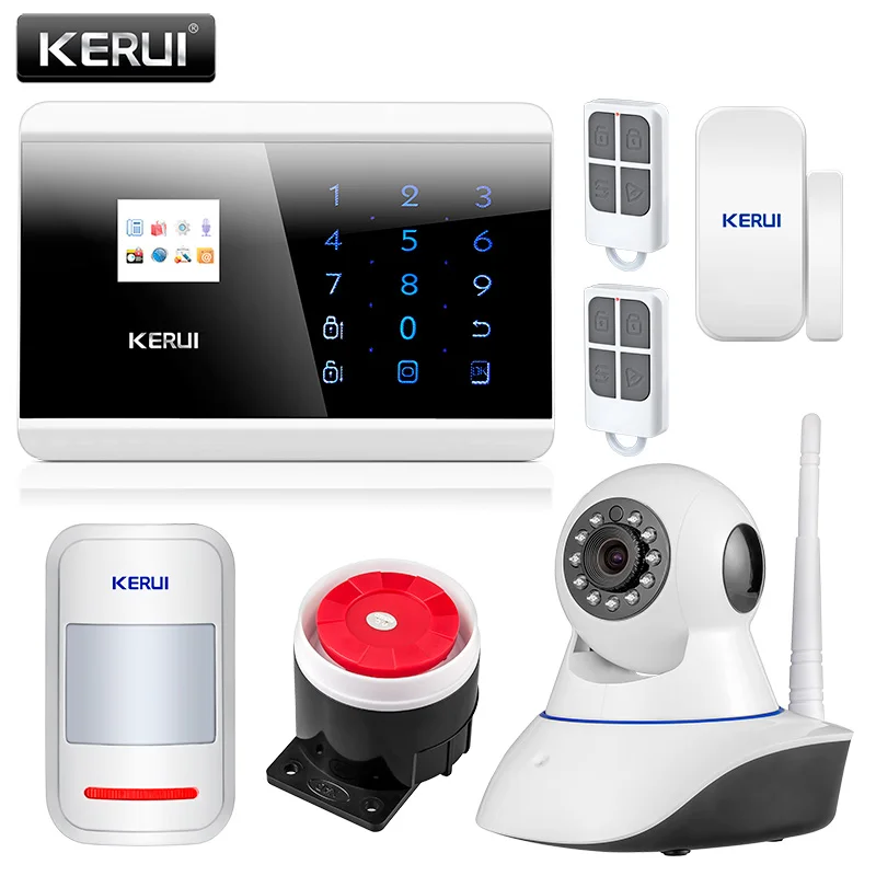 KERUI 8218G Приложение IOS Android GSM PSTN двойная Беспроводная система охранной сигнализации для дома Английский Русский Испанский Французский Голосовая сенсорная клавиатура