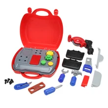 19 pçs/set Cosplay Caixa de Ferramentas de Simulação de Construção Construtor Construtor Kit Conjunto de Ferramentas de Plástico para Crianças Casa de Jogo DIY Edifício GiftToy