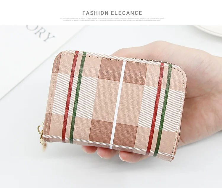 New Fashion Grid Canvas Pattern Double Large Card Slot Bank Credit Holder Business Wallet Card Package