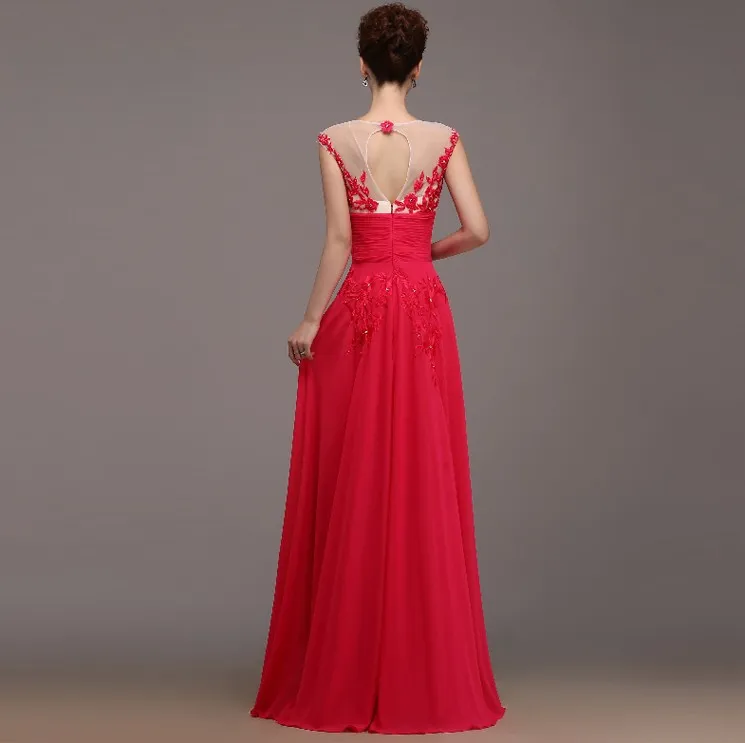 С О-образным вырезом выпускные Длинные платья для вечеринки вечернее платье для выпускного вечера; Robe de soiree vestido de casamento Longo com Renda TK384 - Цвет: Watermelon