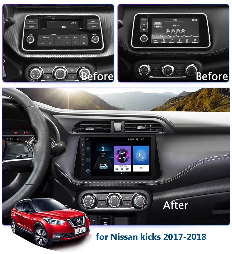 Clearance 10.1 inch 2.5D IPS Tempered HD multi-touch screen Android8.1 NAVI for Nissan kicks 2017-2018 with Bluetooth USB WIFI support SWC 1