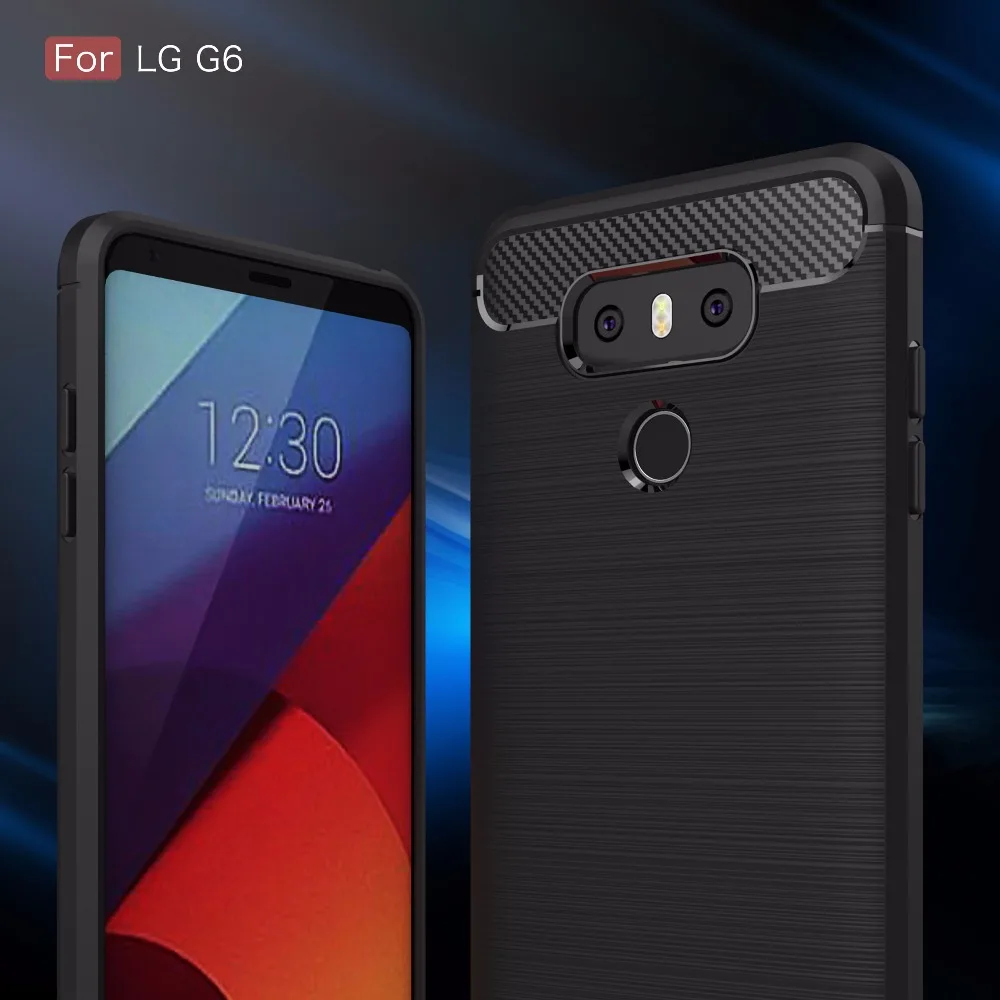 cheap Shockproof Phone Case For LG G6 TPU Cover Cases Silicone Soft Carbon Fiber Full Cover For LG G 6 H870 H873 H870DS funda capa