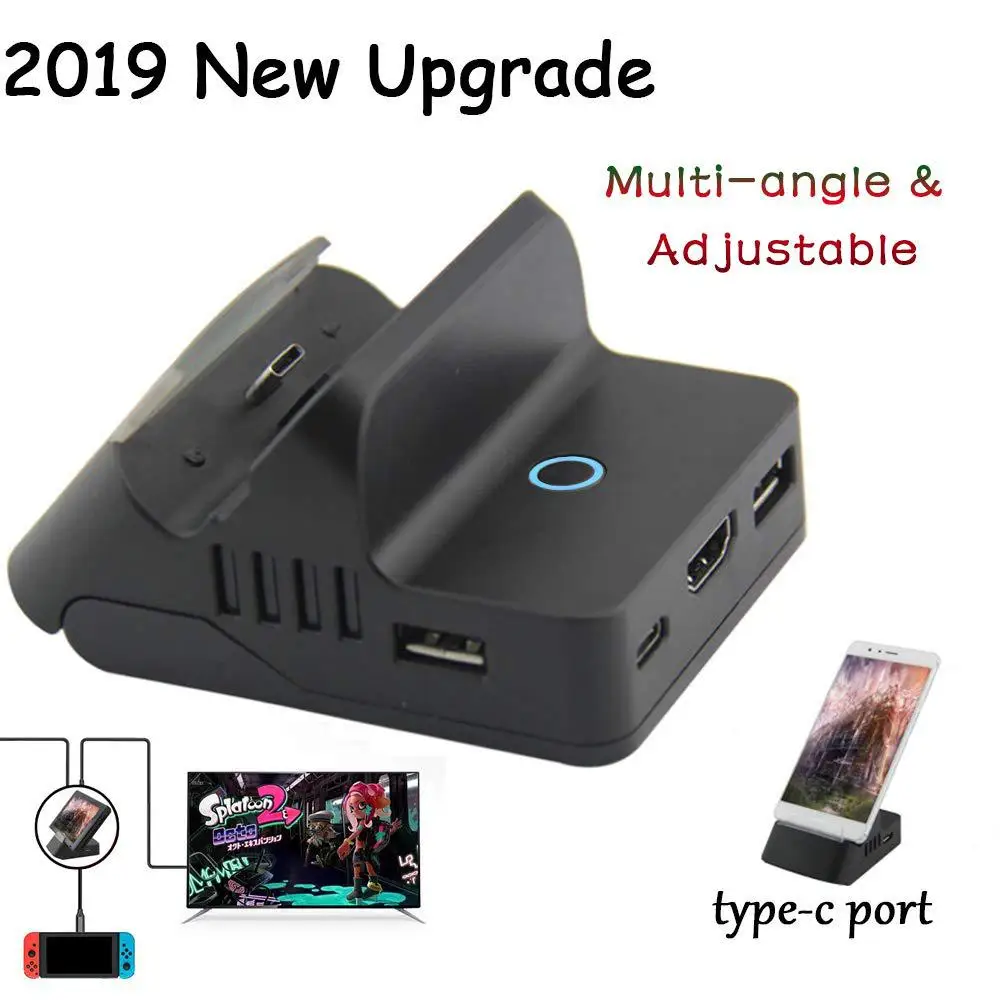 

DSstyles Portable Adjustable Switch Charging Stand Compact Switch to HDMI Adapter Mini Multi-angle Switch Docking Station