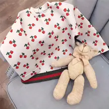 2017 Autumn Baby Kids Clothes Cherry Long Sleeve t shirt Cotton Kids T shirt Costume Tops